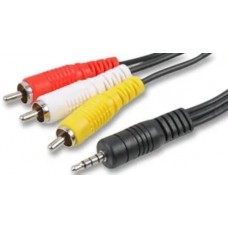 4 Pin 3.5 mm Jack to Stereo Red / White & Composite Yellow RCA / Phono Plugs Adaptor Lead - 3 m